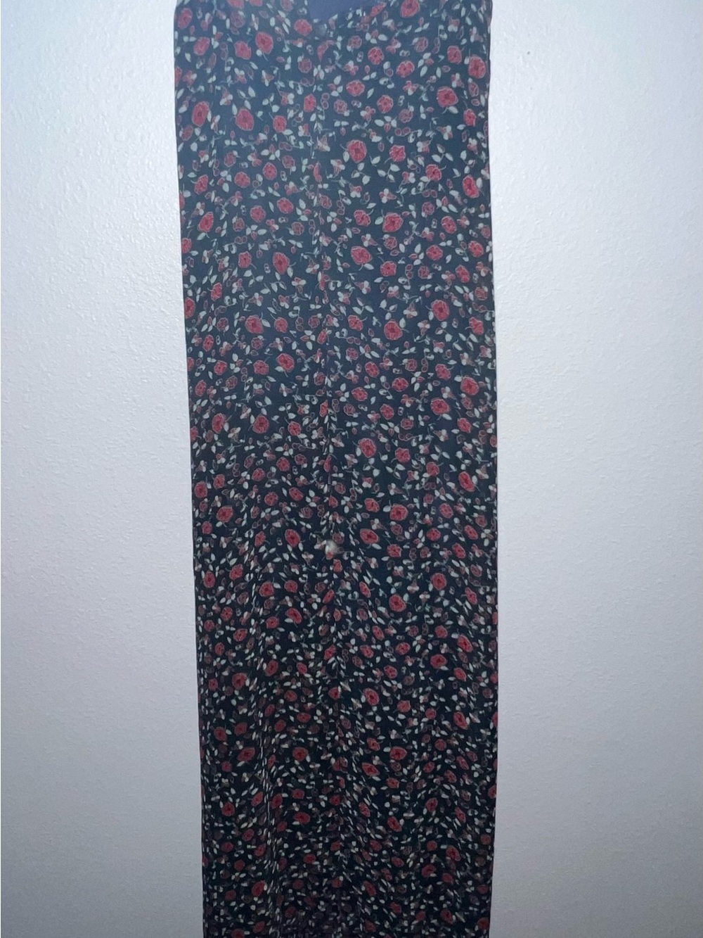 Black Floral Maxi Dress with Red Rose Print